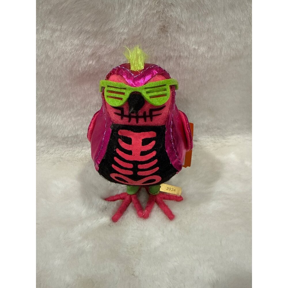 Hyde and Eek Pink Skeleton Parrot Plush Halloween felt bird 2024